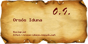 Orsós Iduna névjegykártya